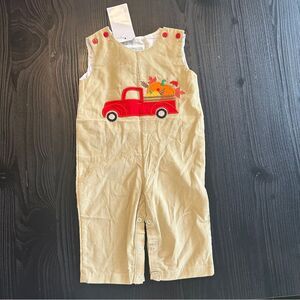 NWT lil cactus Tan longall with Red Truck pumpkin Design size 6-12mo